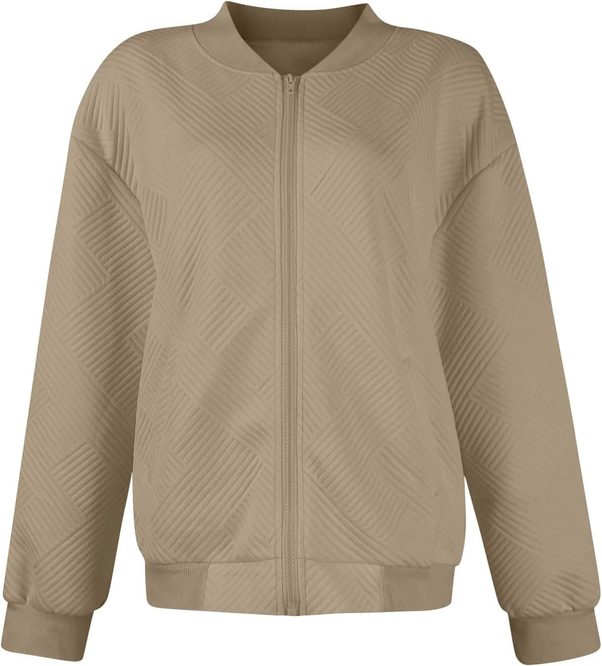 Lightweight Jacket Women Full Zip Bomber Jacket Soft Long Sleeve Zip Up Outwear Crew Neck Sweatshirt Coat Dressy Casual