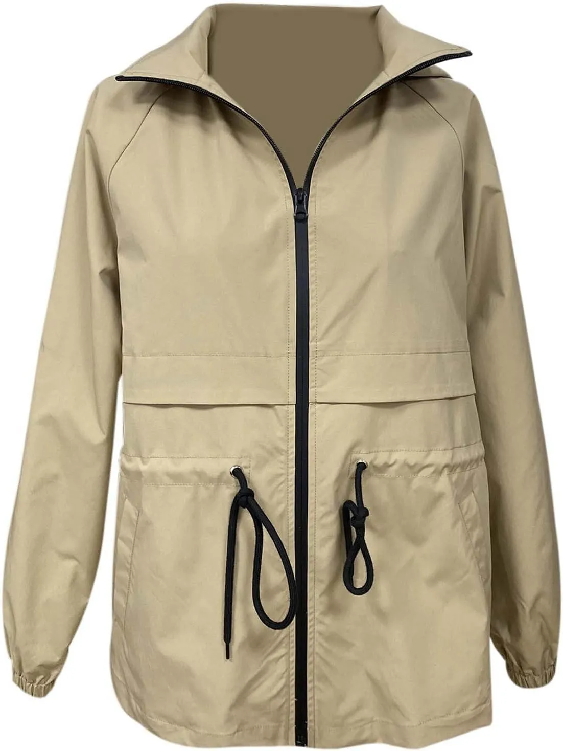 Lightweight Rain Jacket Women Raincoats Waterproof Windproof Adjustable Windbreaker Rain Coats Hooded with Pockets