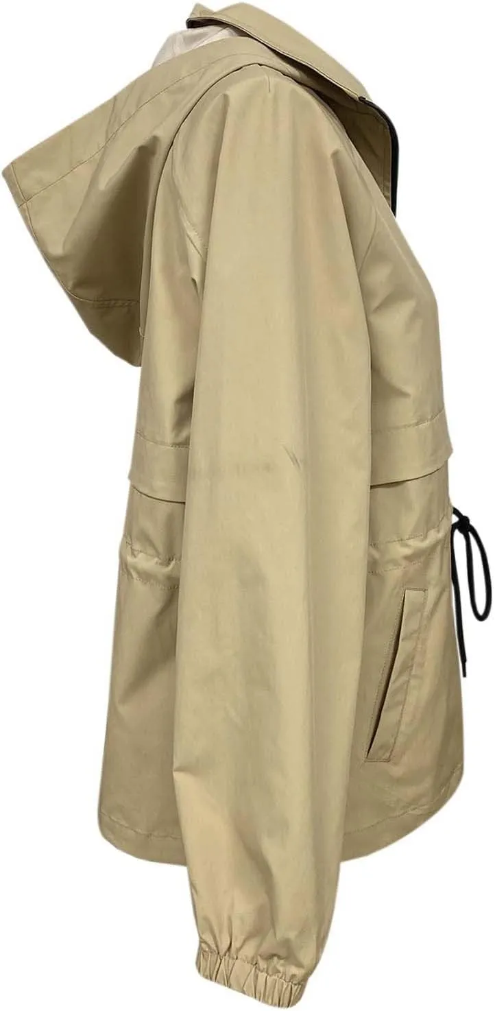 Lightweight Rain Jacket Women Raincoats Waterproof Windproof Adjustable Windbreaker Rain Coats Hooded with Pockets