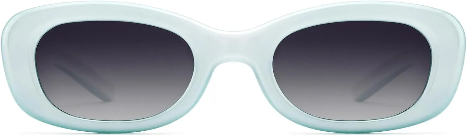LIKSMU Rectangle Sunglasses for Women Men Trendy Cat Eye 90's Oval Fashion Sunglasses Retro Small Square Vintage Shades