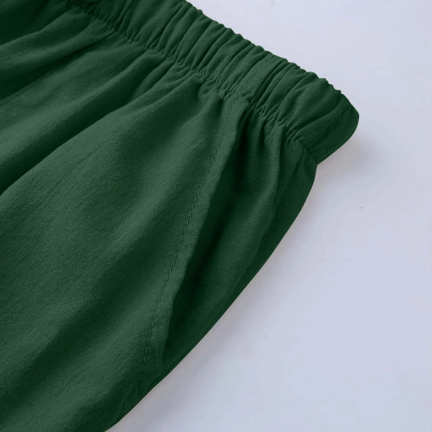 Linen Drawstring Pants Mens Elastic Waist Lightweight Trousers Casual Loose Straight Leg Yoga Fall Soft Beach Pants