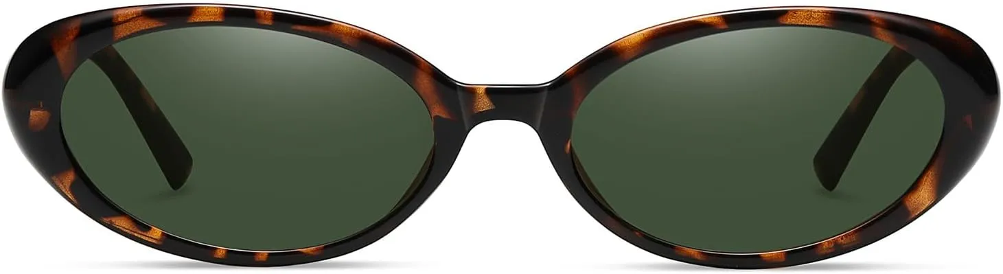 LJCZKA Retro Oval Sunglasses for Women Men Small Oval Sunglasses 90s Vintage Shades Fashion Cat Eye Sun Glasses