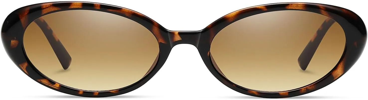 LJCZKA Retro Oval Sunglasses for Women Men Small Oval Sunglasses 90s Vintage Shades Fashion Cat Eye Sun Glasses