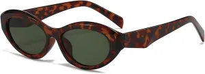 LJCZKA Retro Oval Sunglasses for Women Trendy Cat Eye Sun Glasses 90s Vintage Cateye Sunnies UV400 Protection