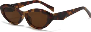 LJCZKA Retro Oval Sunglasses for Women Trendy Cat Eye Sun Glasses 90s Vintage Cateye Sunnies UV400 Protection
