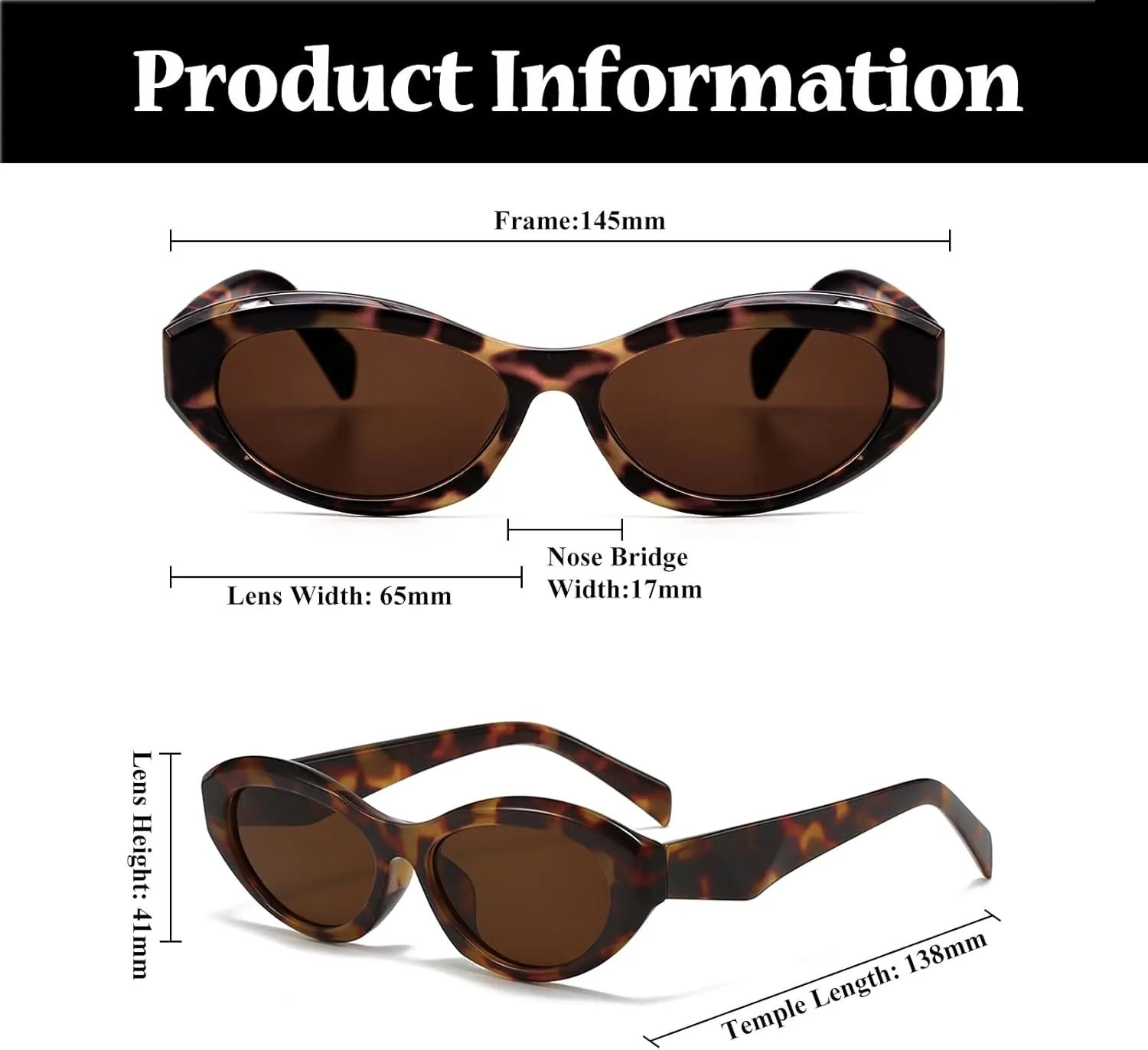 LJCZKA Retro Oval Sunglasses for Women Trendy Cat Eye Sun Glasses 90s Vintage Cateye Sunnies UV400 Protection