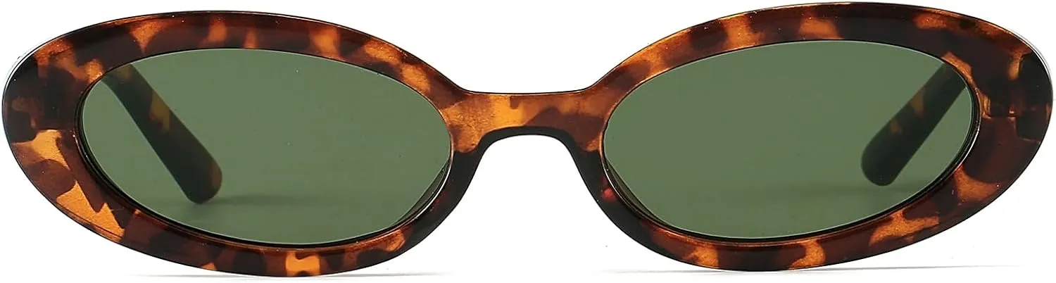 LJCZKA Retro Oval Sunglasses for Women Trendy Small Face Sunglasses 90s Vintage Shades Fashion Cat Eye Sun Glasses