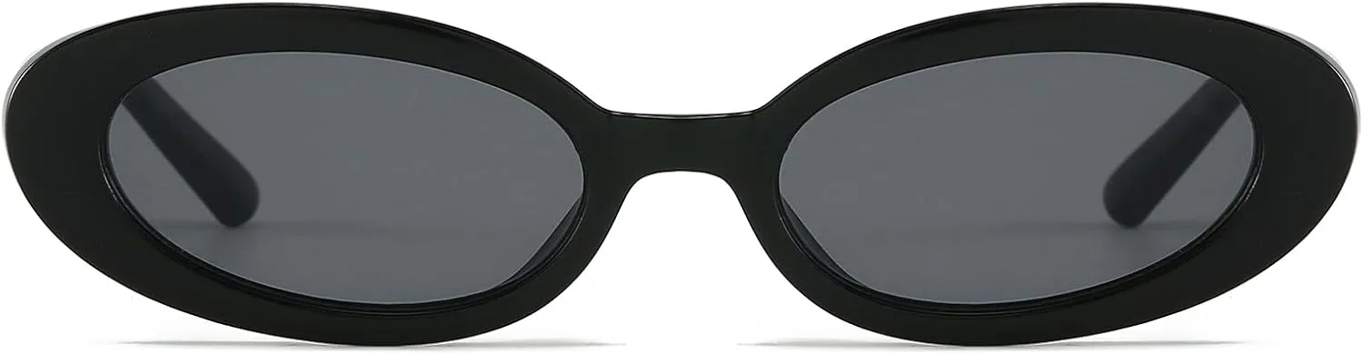 LJCZKA Retro Oval Sunglasses for Women Trendy Small Face Sunglasses 90s Vintage Shades Fashion Cat Eye Sun Glasses