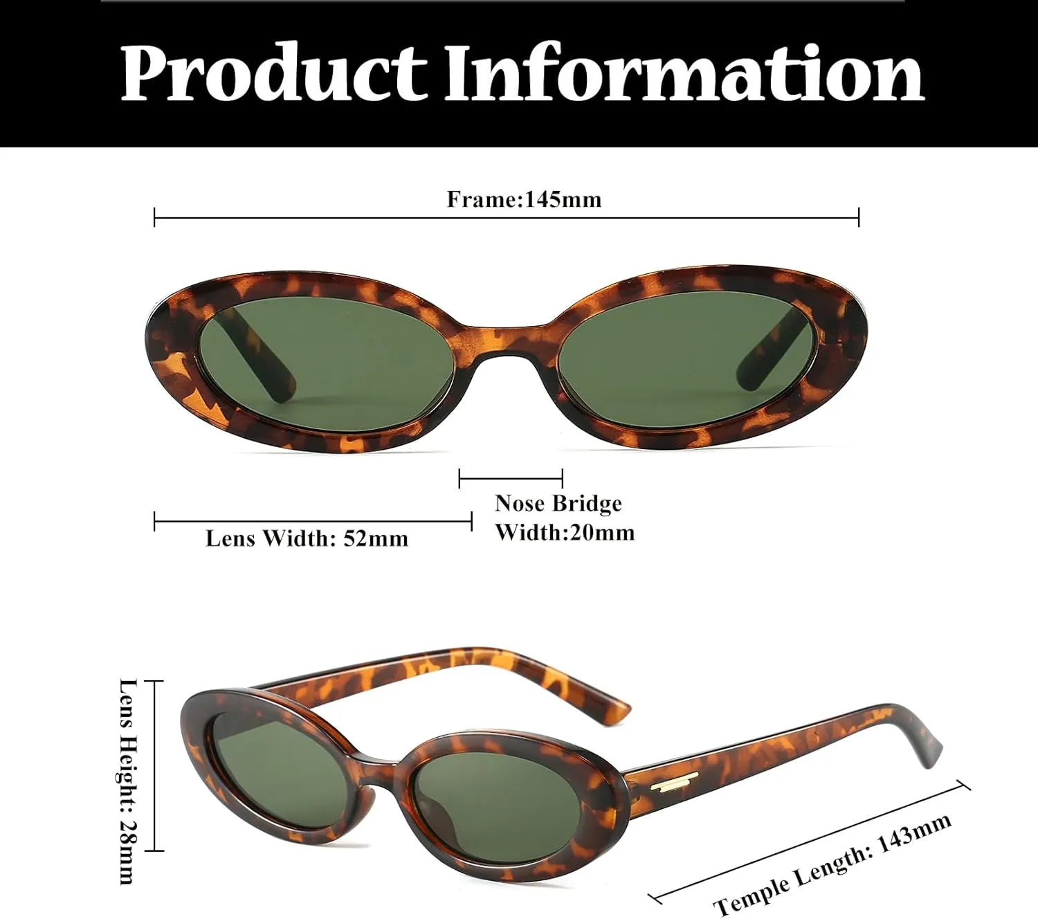 LJCZKA Retro Oval Sunglasses for Women Trendy Small Face Sunglasses 90s Vintage Shades Fashion Cat Eye Sun Glasses