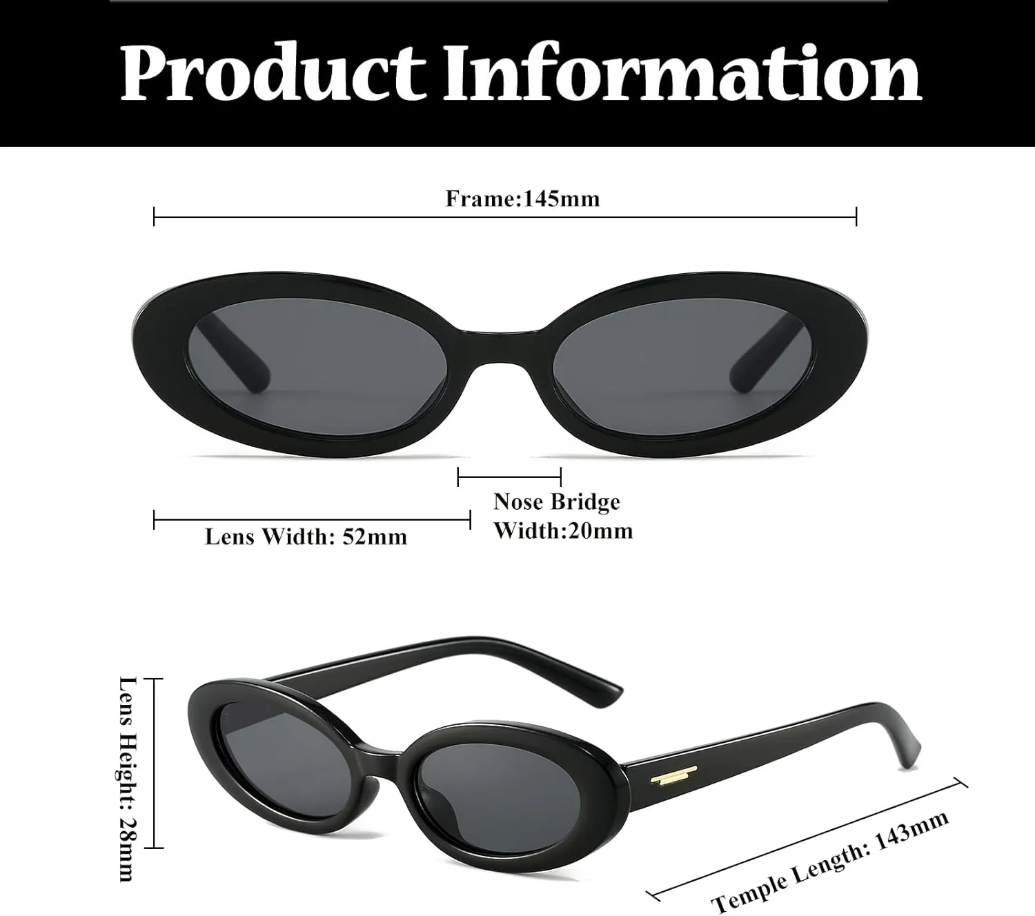 LJCZKA Retro Oval Sunglasses for Women Trendy Small Face Sunglasses 90s Vintage Shades Fashion Cat Eye Sun Glasses