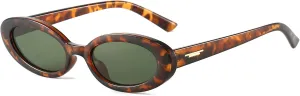 LJCZKA Retro Oval Sunglasses for Women Trendy Small Face Sunglasses 90s Vintage Shades Fashion Cat Eye Sun Glasses