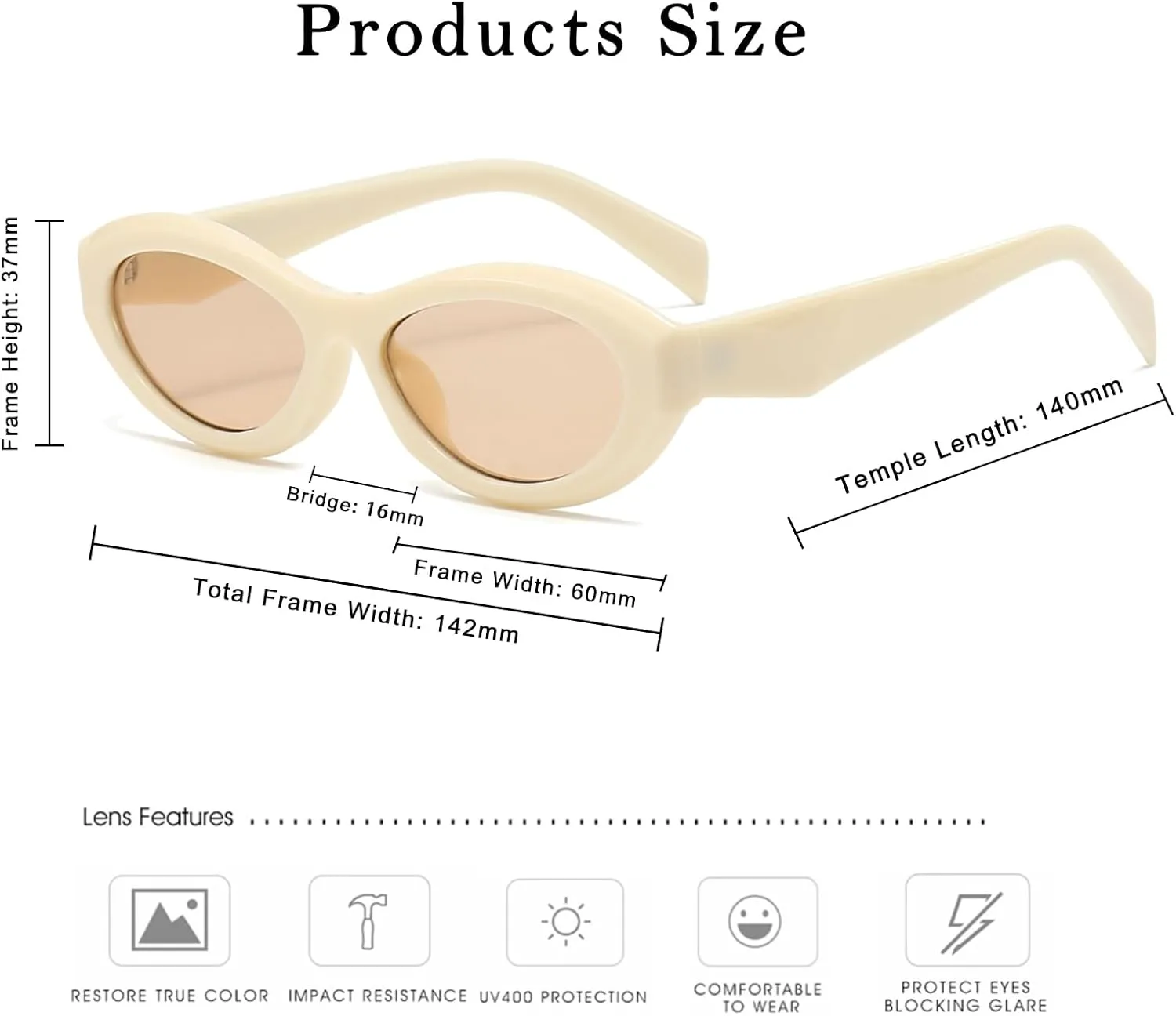 Long Keeper Retro Oval Sunglasses - Women Men Trendy Cat Eye Sunglasses Small Vintage Narrow Sun Glasses UV400 Protection