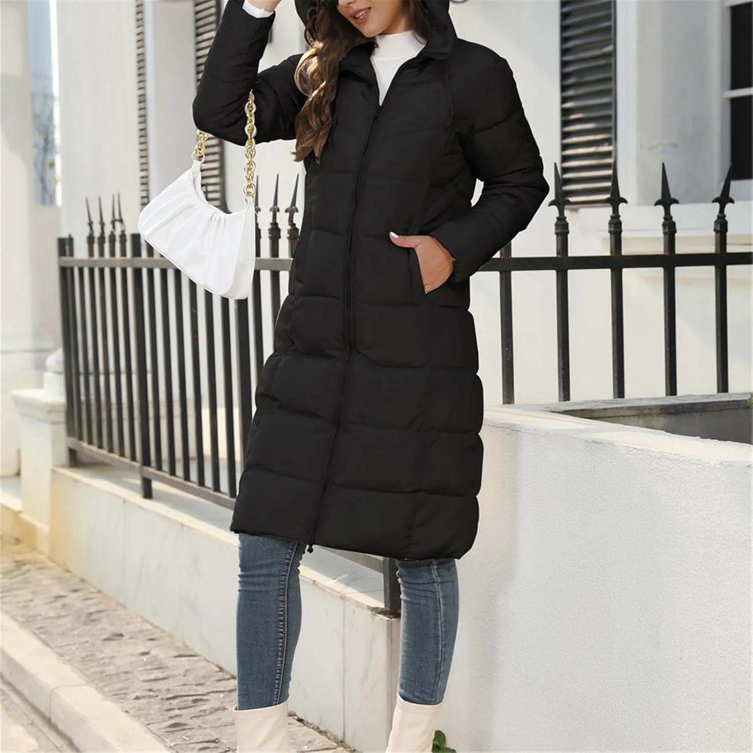 Long Length Maxi Puffer Parka Coat Puffer Jacket Lightweight Winter Coat Long Sleeve Puffer Jacket Womens Coats