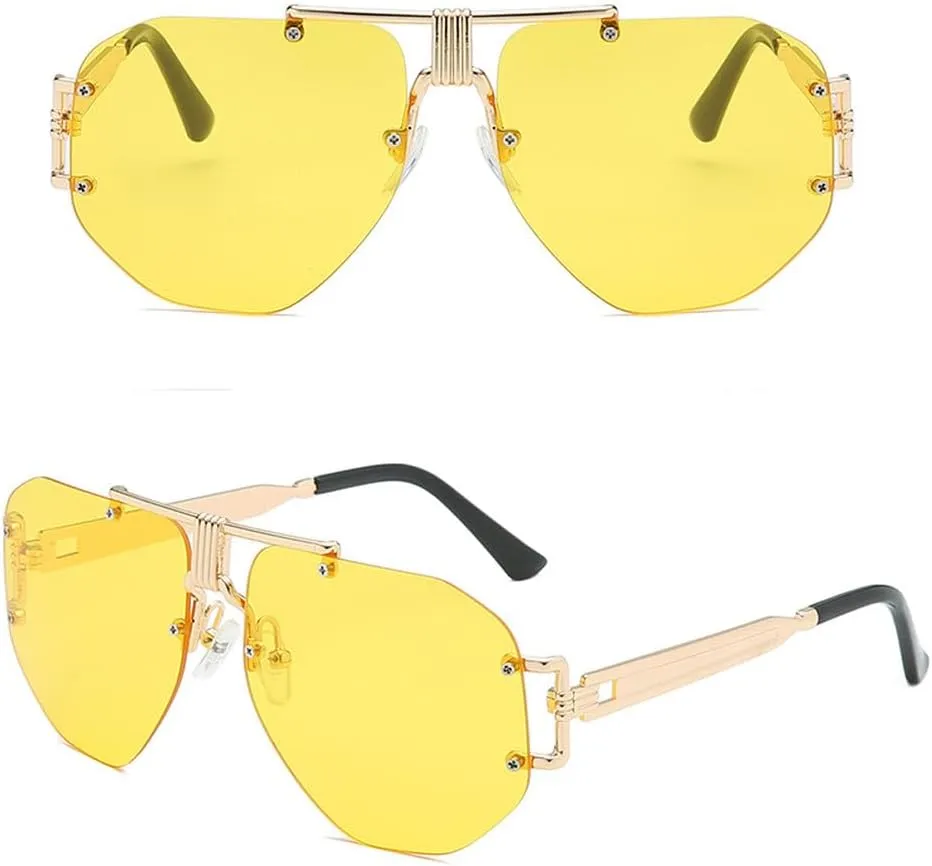 Luxury Rimless Sunglasses Women Men Transparent Shades Sun Glasses Female Metal Frame Black