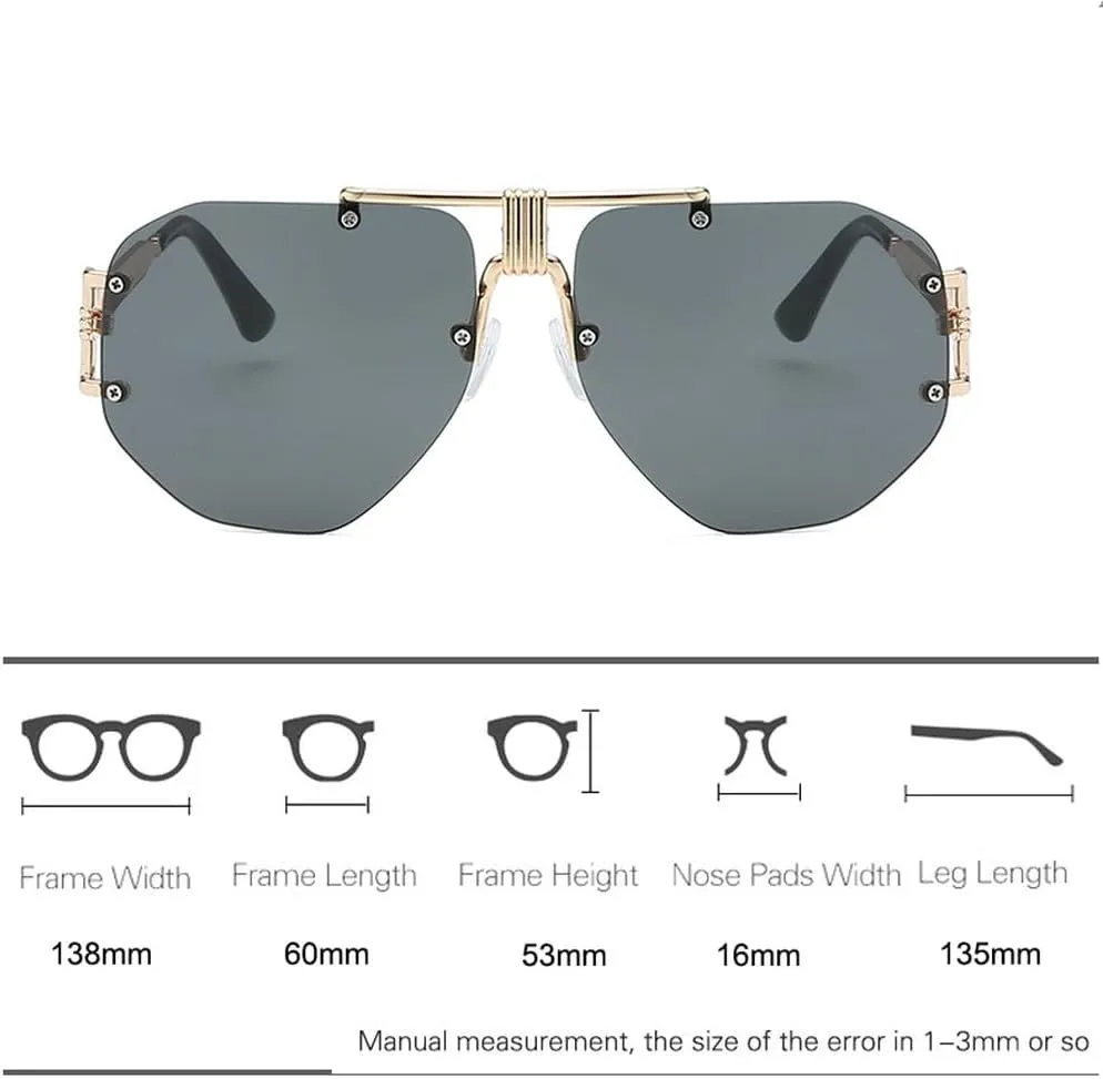 Luxury Rimless Sunglasses Women Men Transparent Shades Sun Glasses Female Metal Frame Black