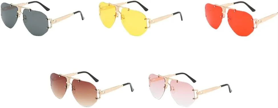 Luxury Rimless Sunglasses Women Men Transparent Shades Sun Glasses Female Metal Frame Black