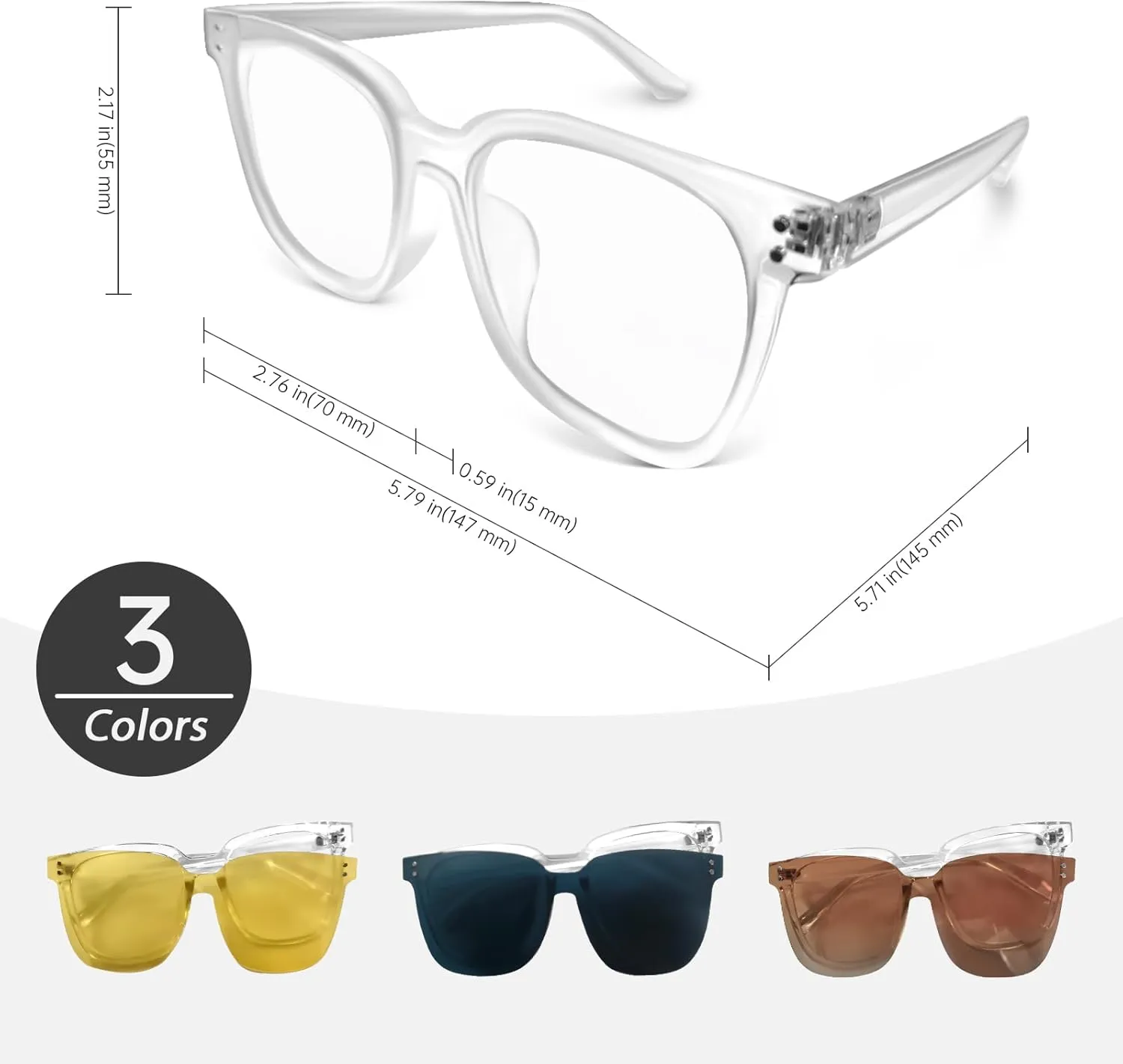 Magnetic Clip on Sunglasses for Men Women, 3 Pack UV400 Anti-Glare Polarized Clip on Sunglasses for Day Night