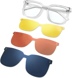 Magnetic Clip on Sunglasses for Men Women, 3 Pack UV400 Anti-Glare Polarized Clip on Sunglasses for Day Night
