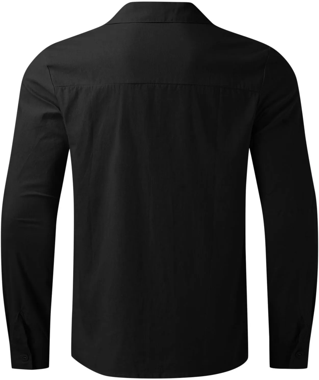 Male Summer Linen Solid Casual Plus Size Loose Shirt Mens Turn Down Long Sleeve Shirt Men's 5X T Shirts