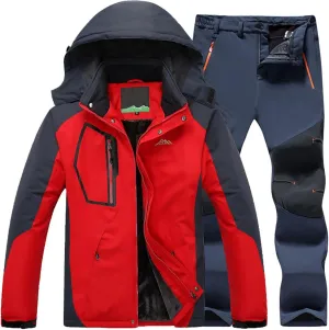 Men 2023 Ski Jacket and Pant Set Fall Winter Warm Waterproof Windproof Hooded Snow Coat 2 Pieces Snowboarding Snowsuit
