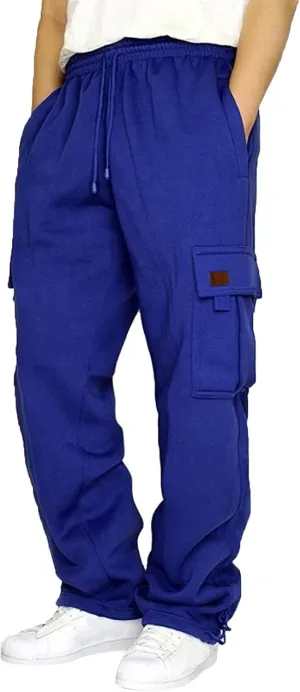 Men Cargo Pants Loose Straight Fit Casual Joggers Drawstring Stretch Elastic Waist Pants Big and Tall Baggy Pants