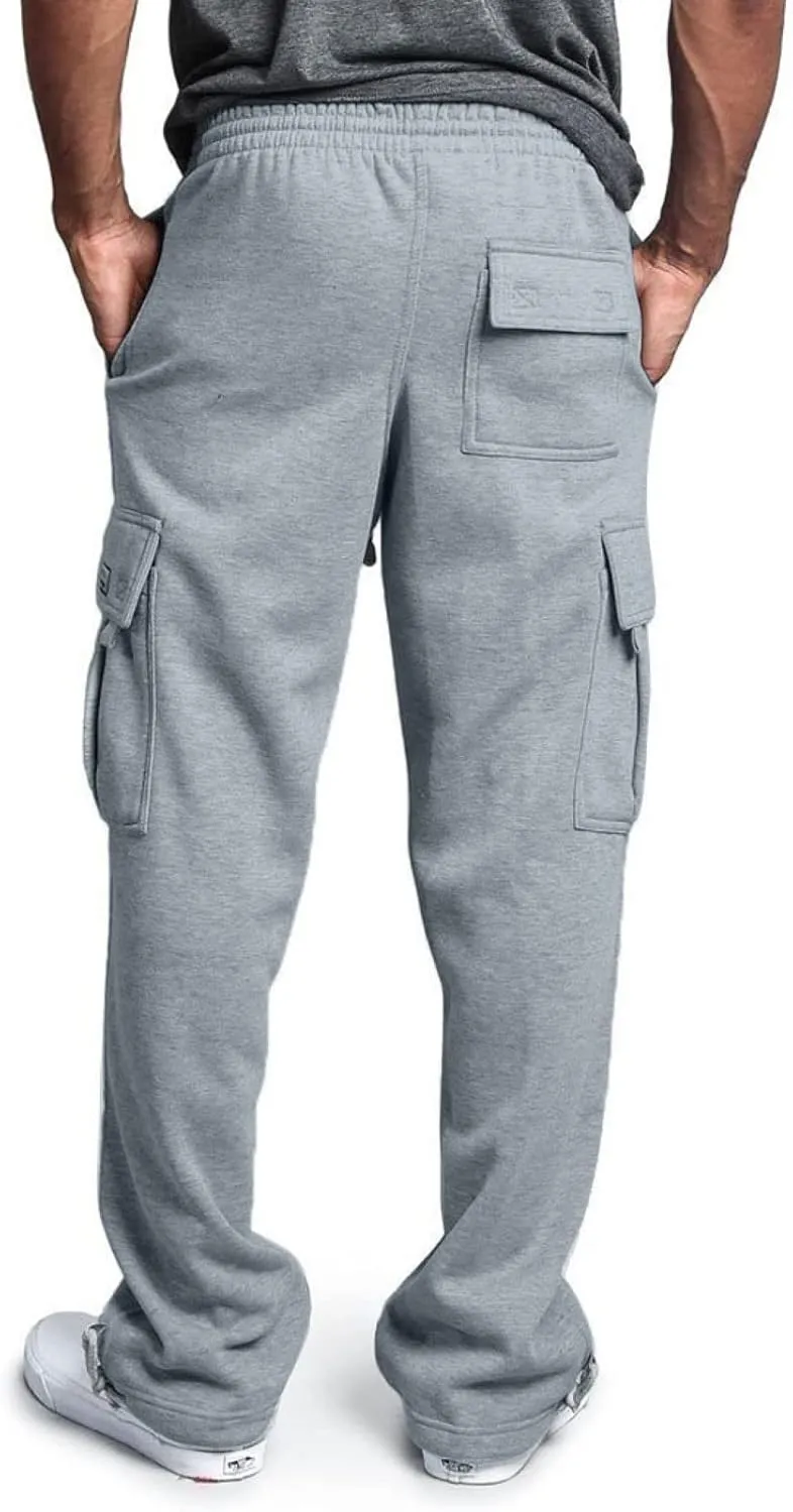 Men Cargo Pants Loose Straight Fit Casual Joggers Drawstring Stretch Elastic Waist Pants Big and Tall Baggy Pants