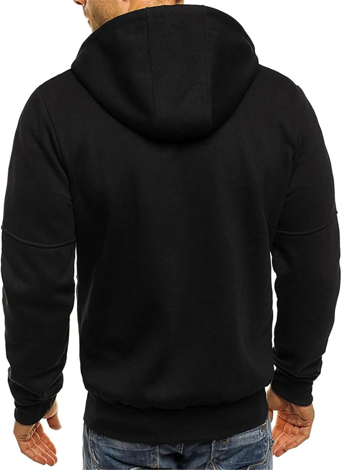 Men Hoodies Casual Hoodies for Men with Zip Pockets Full Zip Long Sleeve Plain Sweatshirt Sports Fleece Hooded Jacket