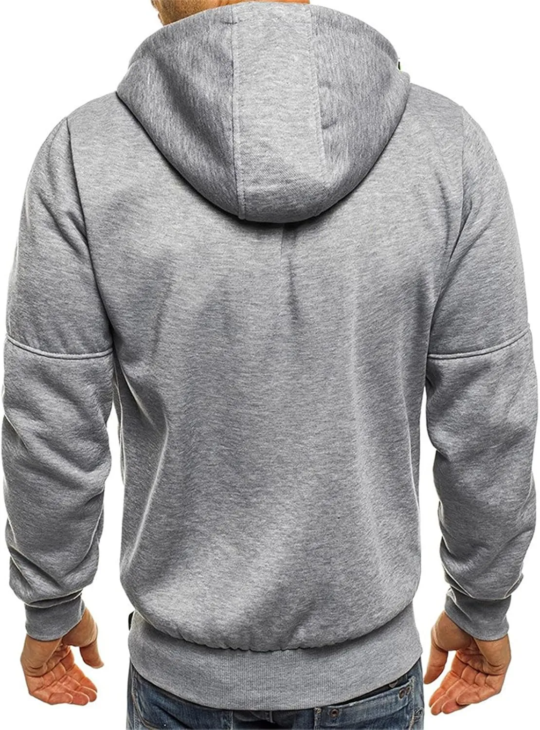Men Hoodies Casual Hoodies for Men with Zip Pockets Full Zip Long Sleeve Plain Sweatshirt Sports Fleece Hooded Jacket