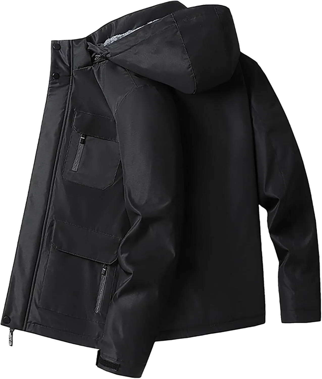 Mens 2023 Raincoat Tactical Jacket Softshell Fleece Hoodie Full Zip up Jackets Coat Lightweight Waterproof Raincoat