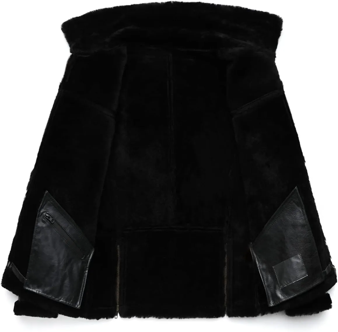 Men’s B3 Bomber Black Genuine Sheepskin Sherpa Shearling Faux Fur Lined Air Force Military Winter Warm Aviator Leather Jacket