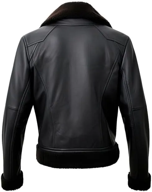 Men’s Black Genuine Sheepskin | Sherpa Shearling | Faux Fur Lined B3 | Sleek Zip-up | Stylish Bomber Aviator Leather Jacket