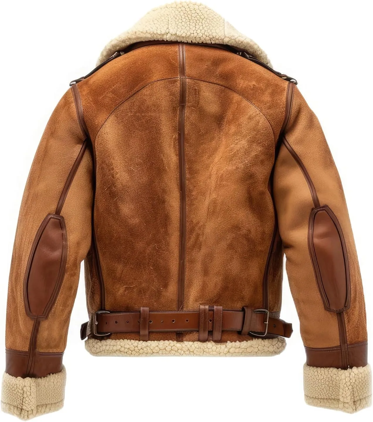 Men’s Brown Beige Genuine Suede B3 Aviator Flight Pilot, Warm Winter Sherpa Shearling Faux Fur Lined, Stylish Leather Jacket