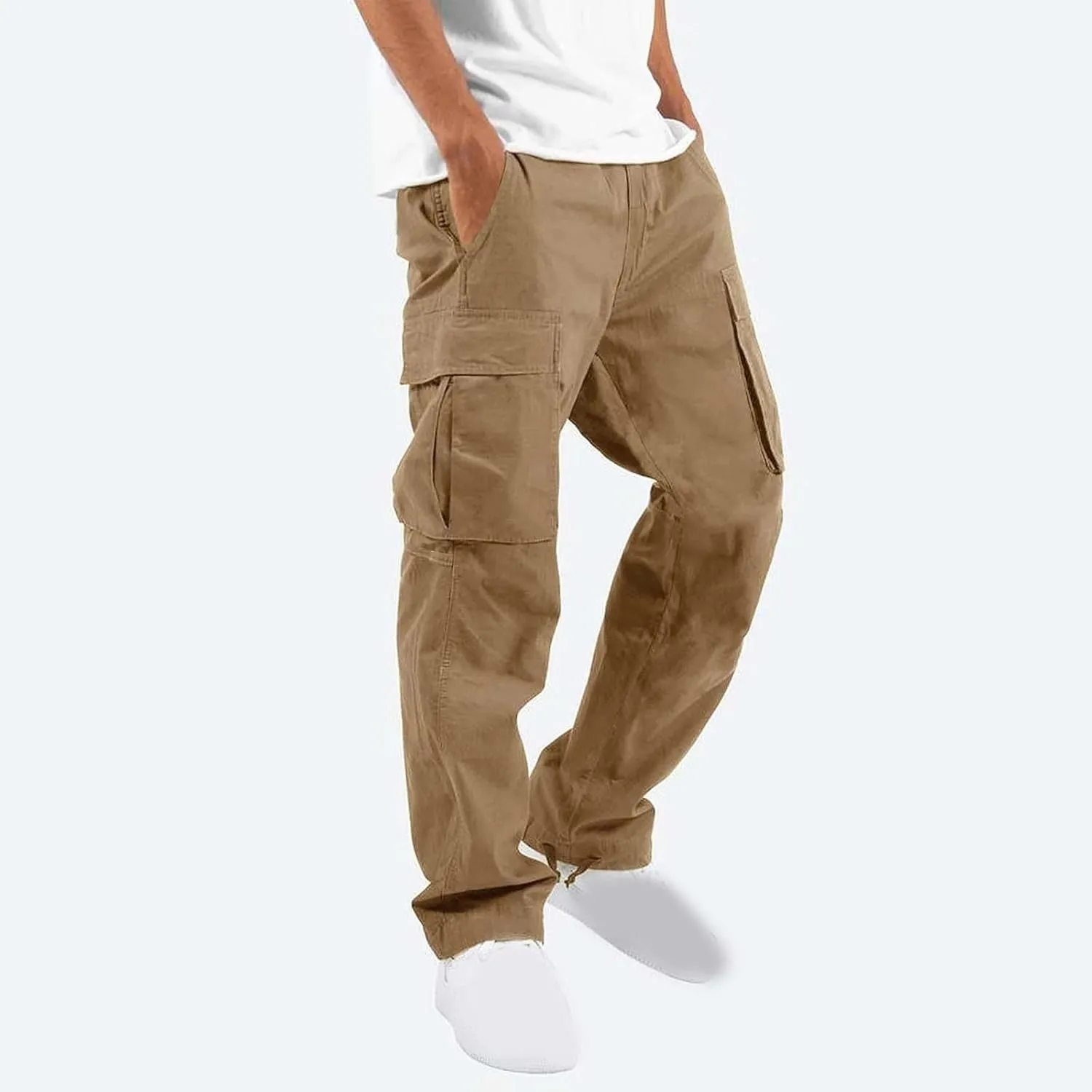 Mens Cargo Pants Casual Joggers Big and Tall Athletic Pants Cotton Loose Baggy Pants Straight Leg Sweatpants