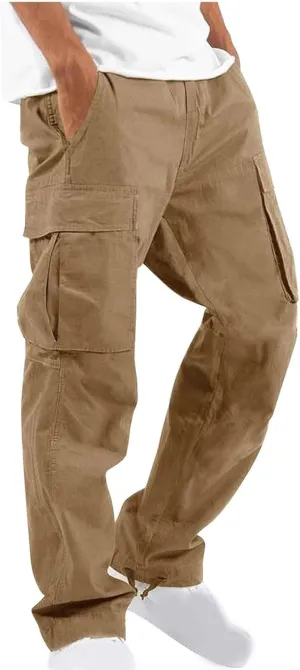 Mens Cargo Pants Casual Joggers Big and Tall Athletic Pants Cotton Loose Baggy Pants Straight Leg Sweatpants