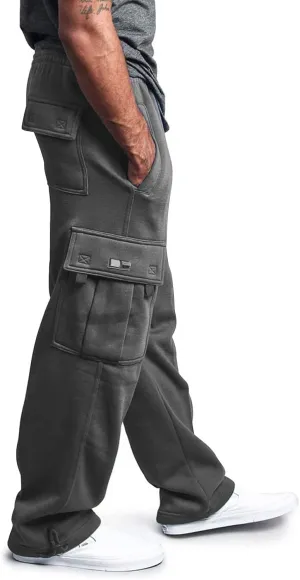 Mens Cargo Sweatpants Casual Jogging Sports Elastic with Pockets Men's Men's Pants Heavyweight Fleece Cargo