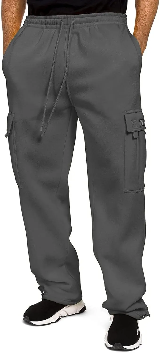 Mens Cargo Sweatpants Casual Jogging Sports Elastic with Pockets Men's Men's Pants Heavyweight Fleece Cargo