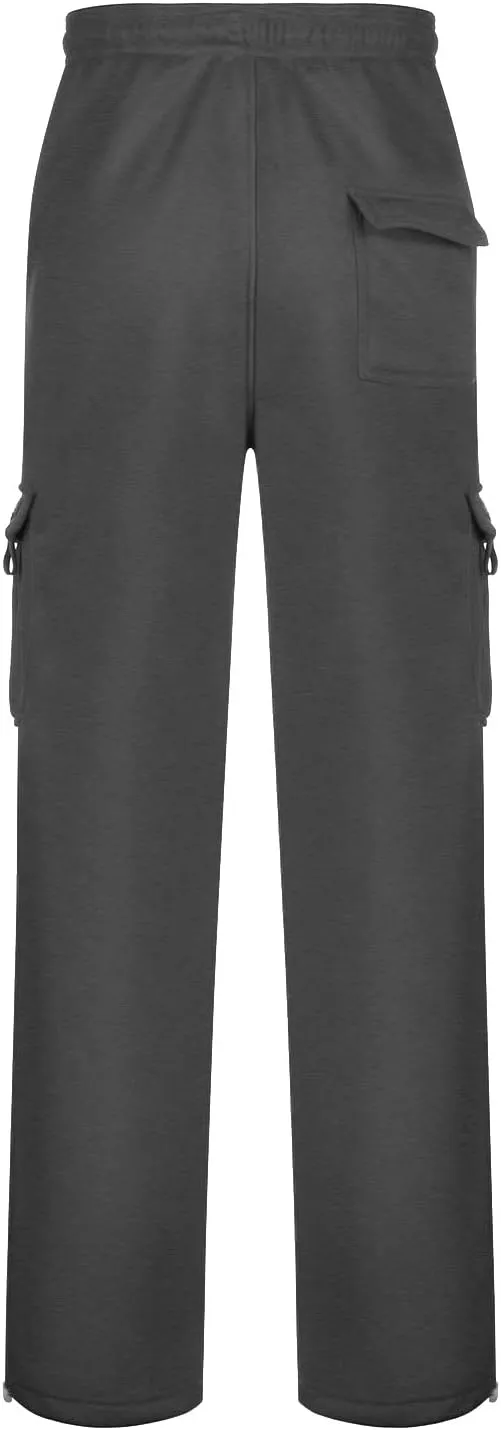 Mens Cargo Sweatpants Casual Jogging Sports Elastic with Pockets Men's Men's Pants Heavyweight Fleece Cargo