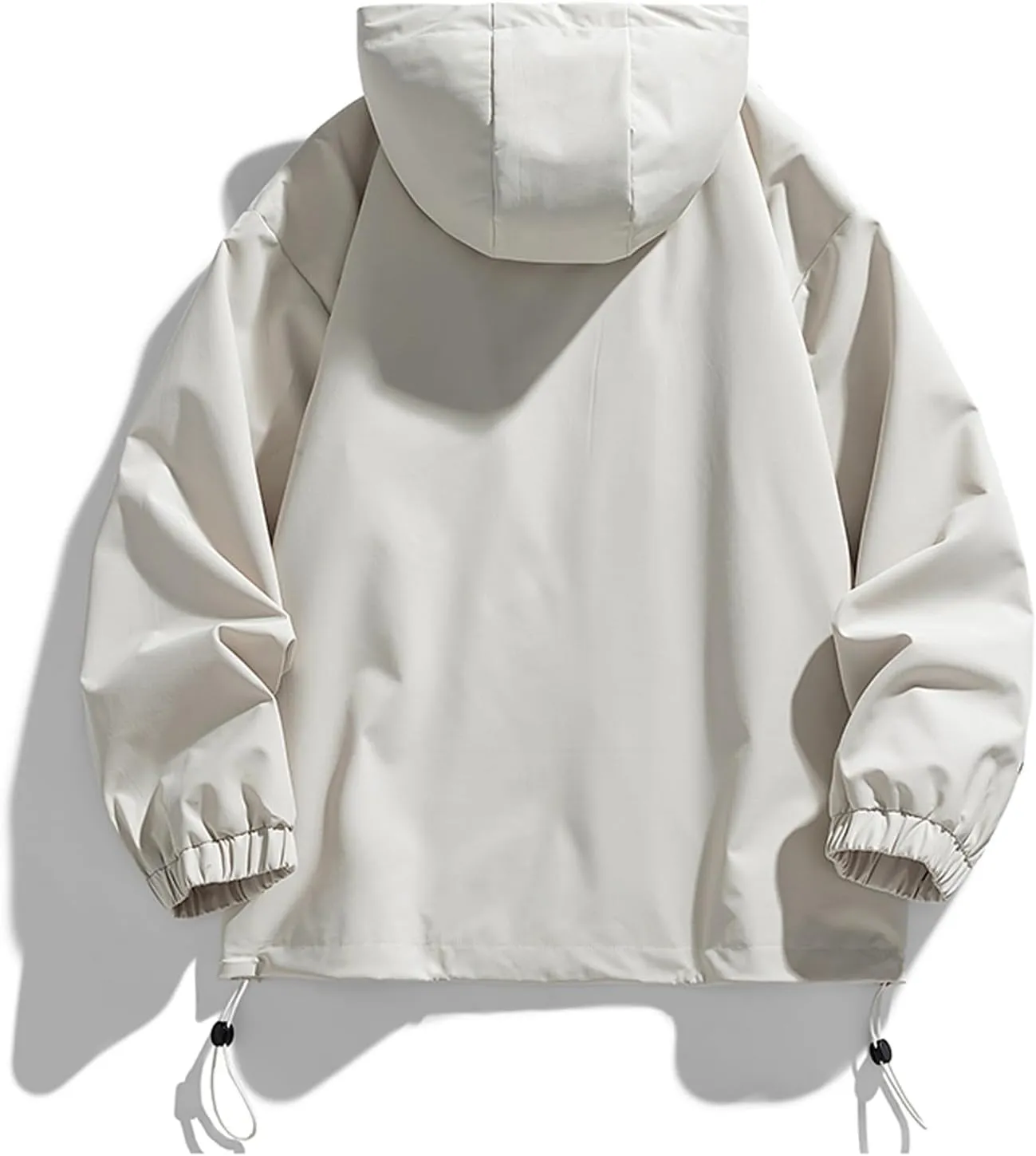 Men's Casual 2024 Drawstring Jacket Coats Trendy Loose Fit Long Sleeve With Zipper Classic Solid Hooded Jacket