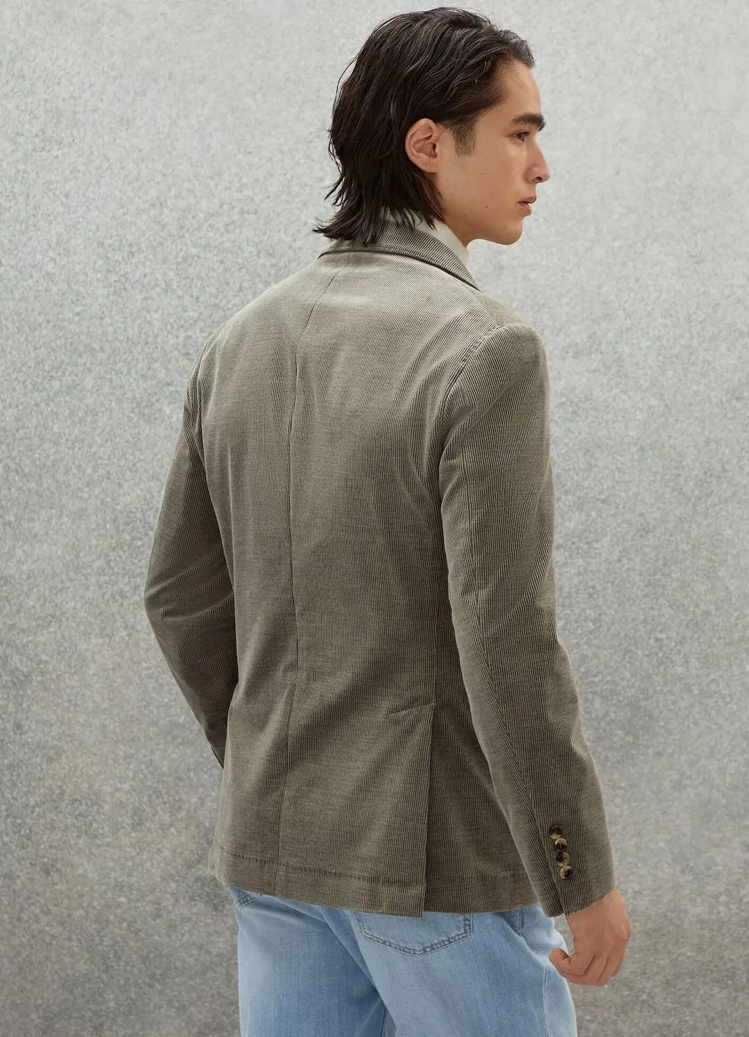 Men's Casual Slim Fit Corduroy Jacket Lightweight Sport Coat Blazer Dark Gray
