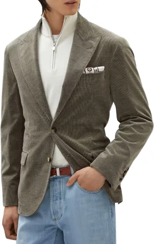 Men's Casual Slim Fit Corduroy Jacket Lightweight Sport Coat Blazer Dark Gray