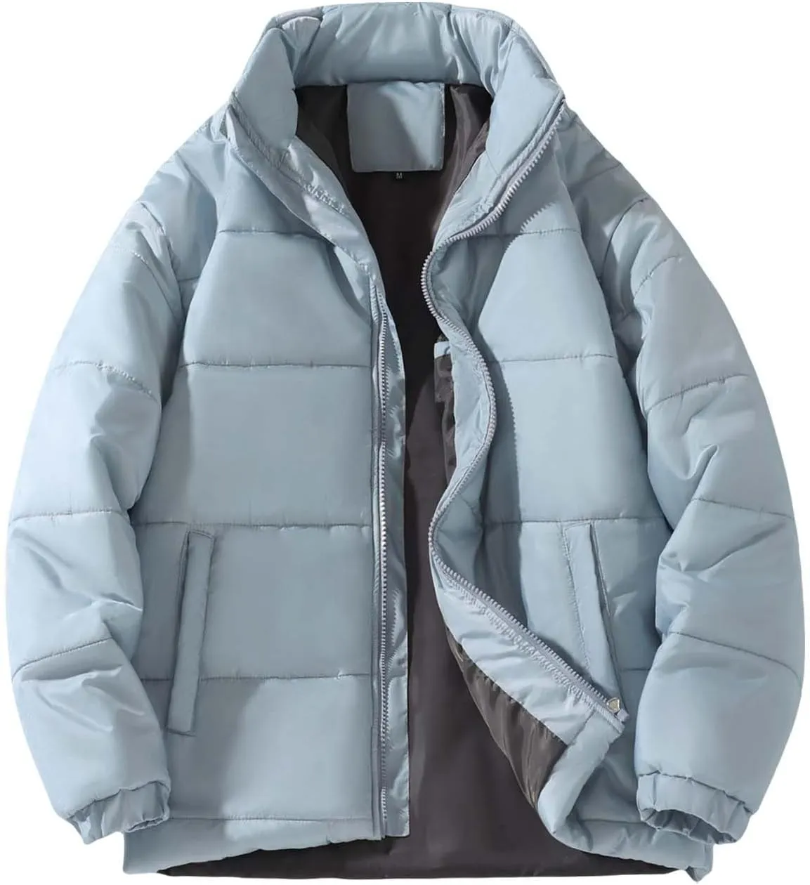 Men's Color Block Padded Quilted Flight Bomber Jacket Lightweight Packable Warm Winter Coat Cotton Jacket Outerwear