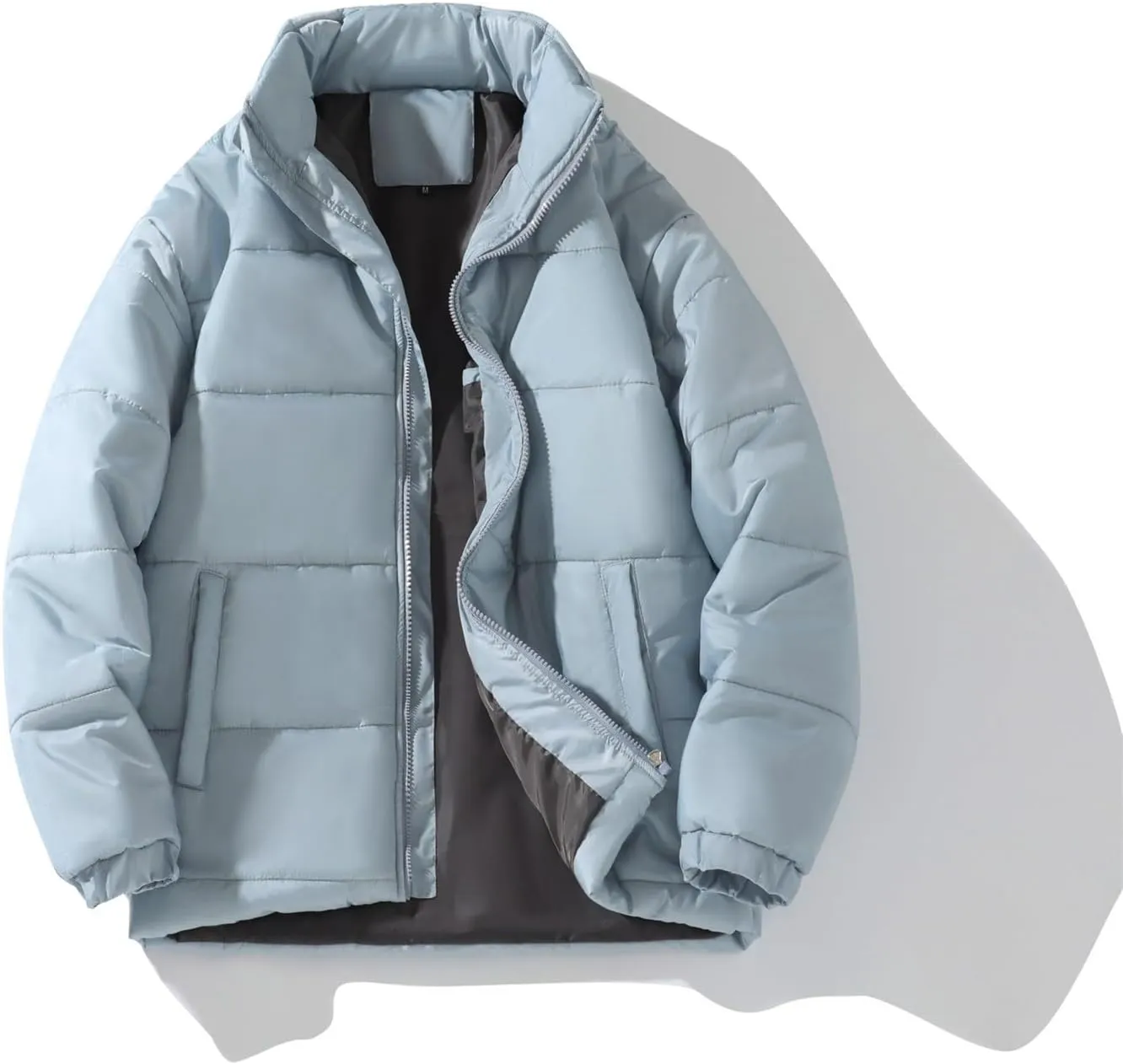Men's Color Block Padded Quilted Flight Bomber Jacket Lightweight Packable Warm Winter Coat Cotton Jacket Outerwear