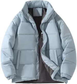 Men's Color Block Padded Quilted Flight Bomber Jacket Lightweight Packable Warm Winter Coat Cotton Jacket Outerwear