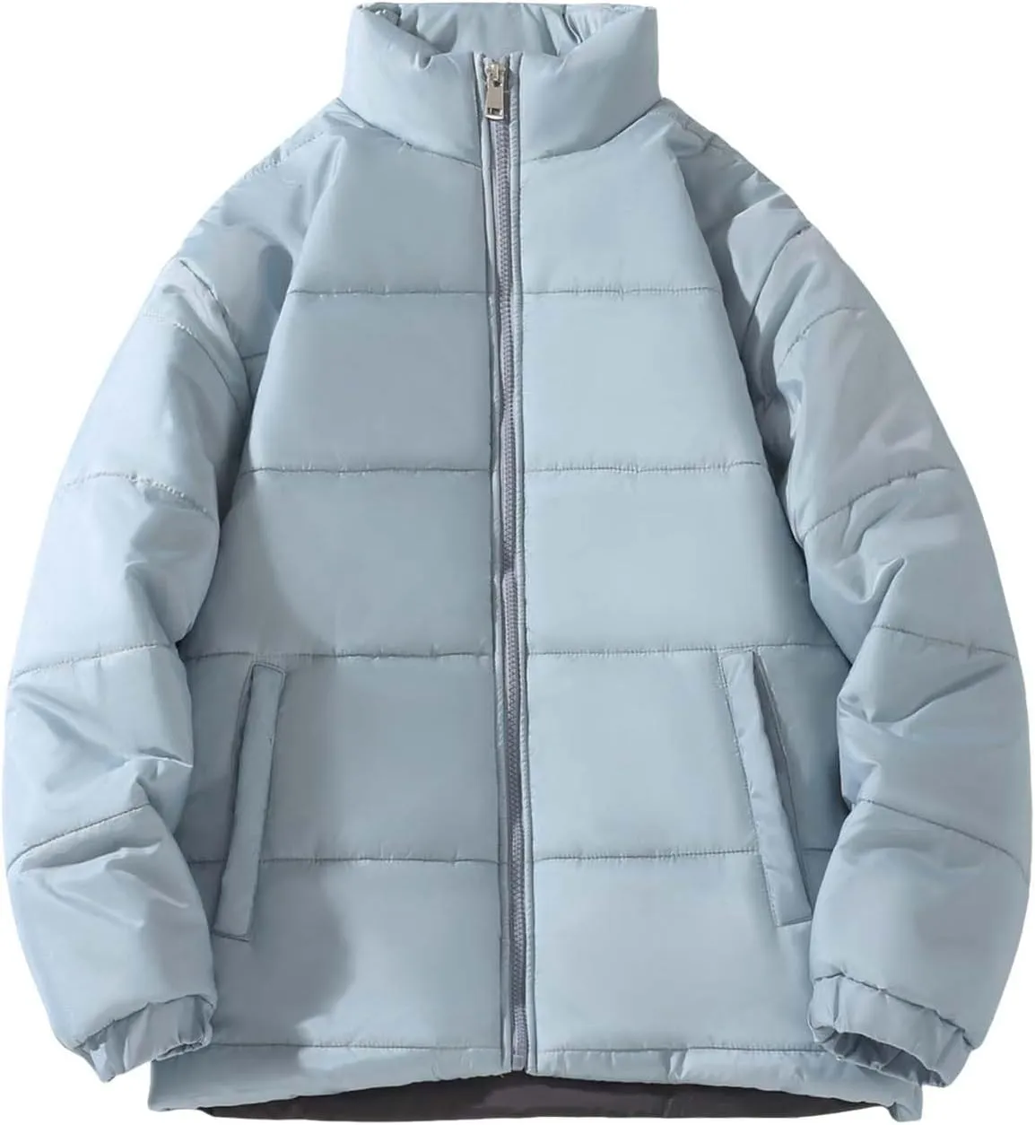 Men's Color Block Padded Quilted Flight Bomber Jacket Lightweight Packable Warm Winter Coat Cotton Jacket Outerwear