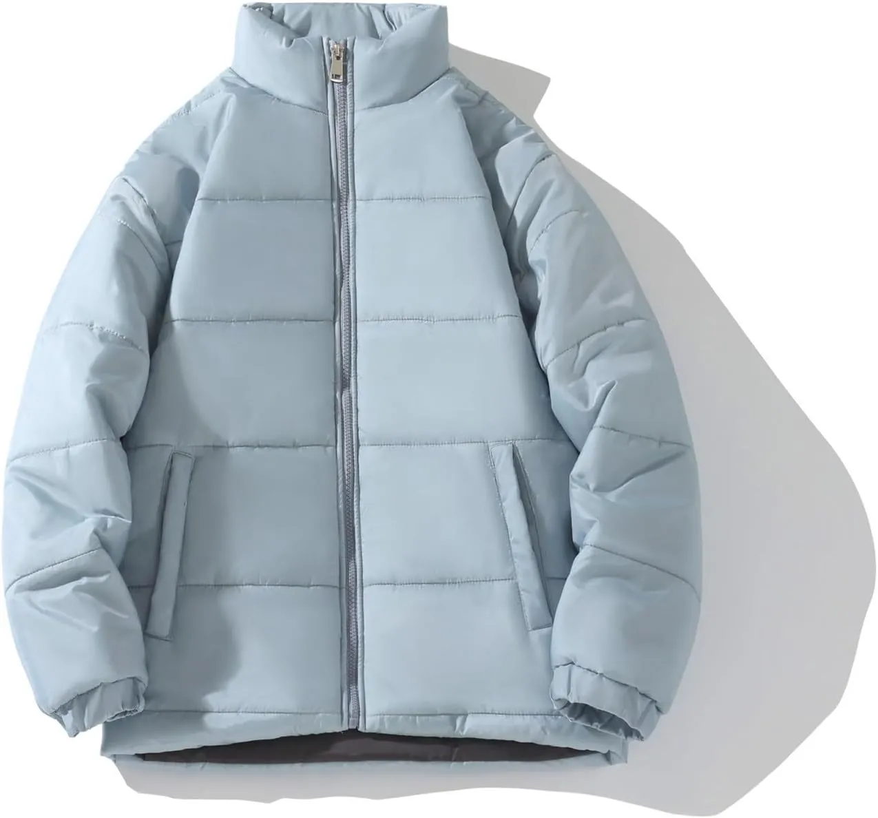 Men's Color Block Padded Quilted Flight Bomber Jacket Lightweight Packable Warm Winter Coat Cotton Jacket Outerwear