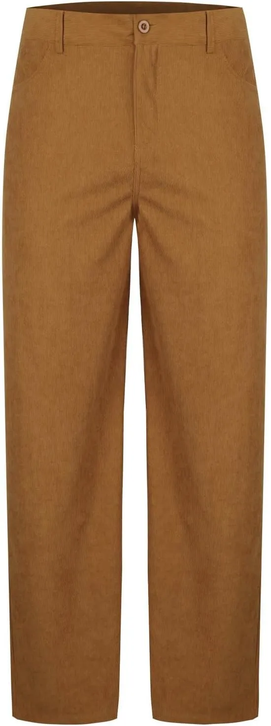 Mens Corduroy Pants Elastic Waist Button Pants Fashion Loose Casual Solid Long Trousers Straight Leg Slack Sweatpants