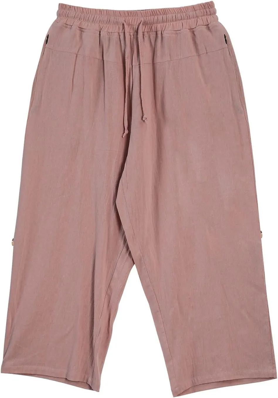 Men's Cotton Linen Capri Pants Drawstring Elastic Waist Casual Lightweight Loose Fit Summer Fall Beach Sports Pants