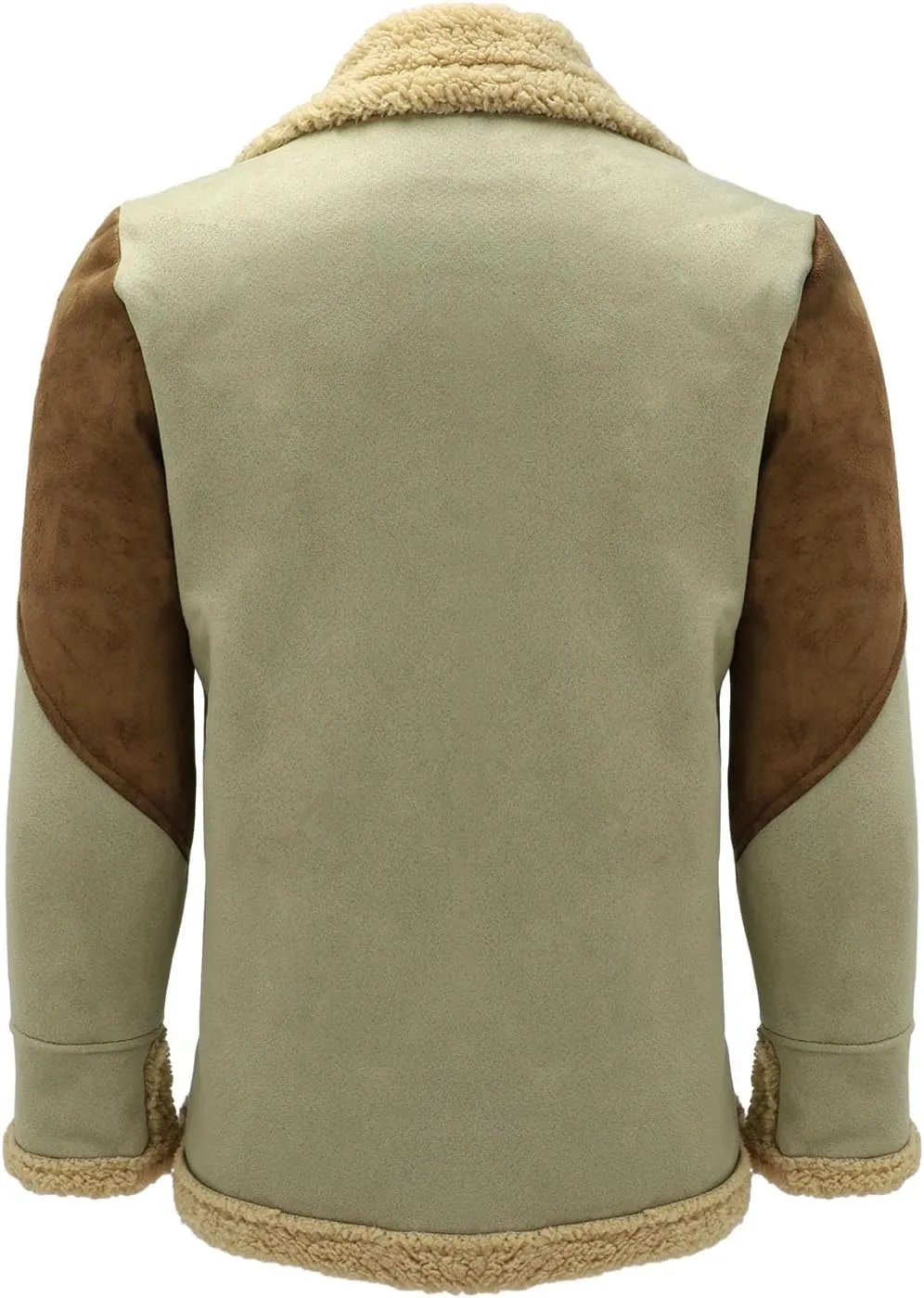 Mens Fuzzy Sherpa Jacket Long Sleeve Color Block Coat Military Fall Winter Outwear Autumn Winter Soft Thermal Jacket