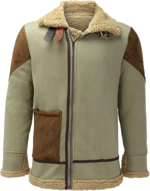 Mens Fuzzy Sherpa Jacket Long Sleeve Color Block Coat Military Fall Winter Outwear Autumn Winter Soft Thermal Jacket