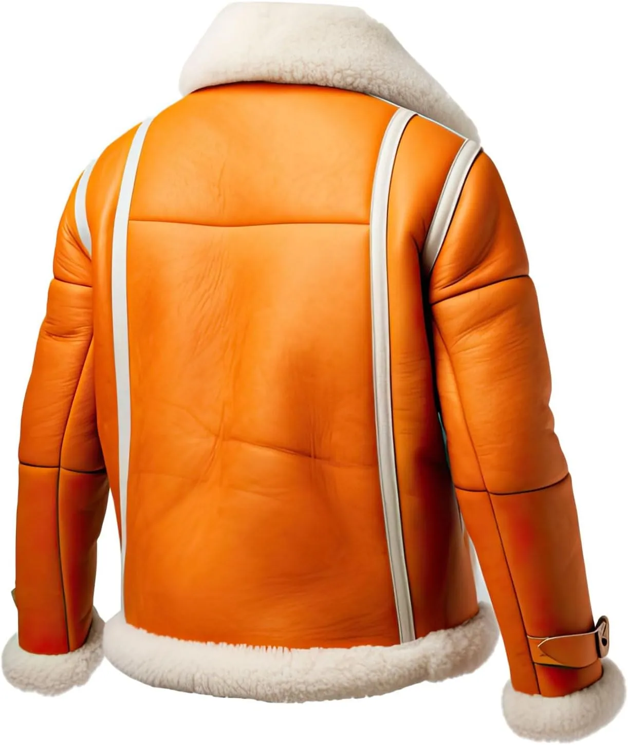 Men's Ginger Orange Genuine Sheepskin Sherpa Shearling Faux Fur Lined B3 Aviator Bomber Winter Leather Jacket